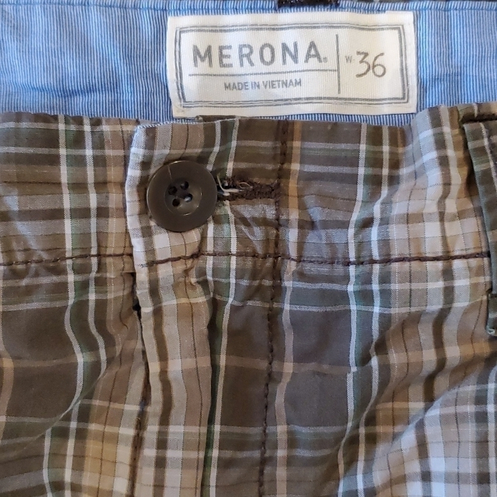 Merona 36w brown plaid shorts - Picture 2 of 8